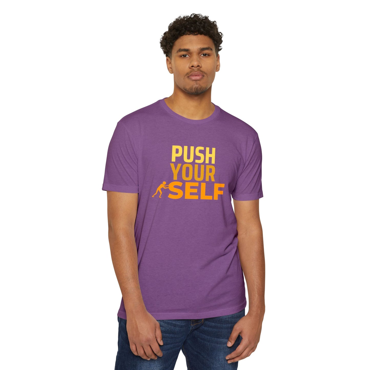 Motivational Fitness T-Shirt – "Push Your Self" - Cool Graphic Tee, Workout Shirt, Gift for Gym Lovers, Unisex Activewear, Casual Wear