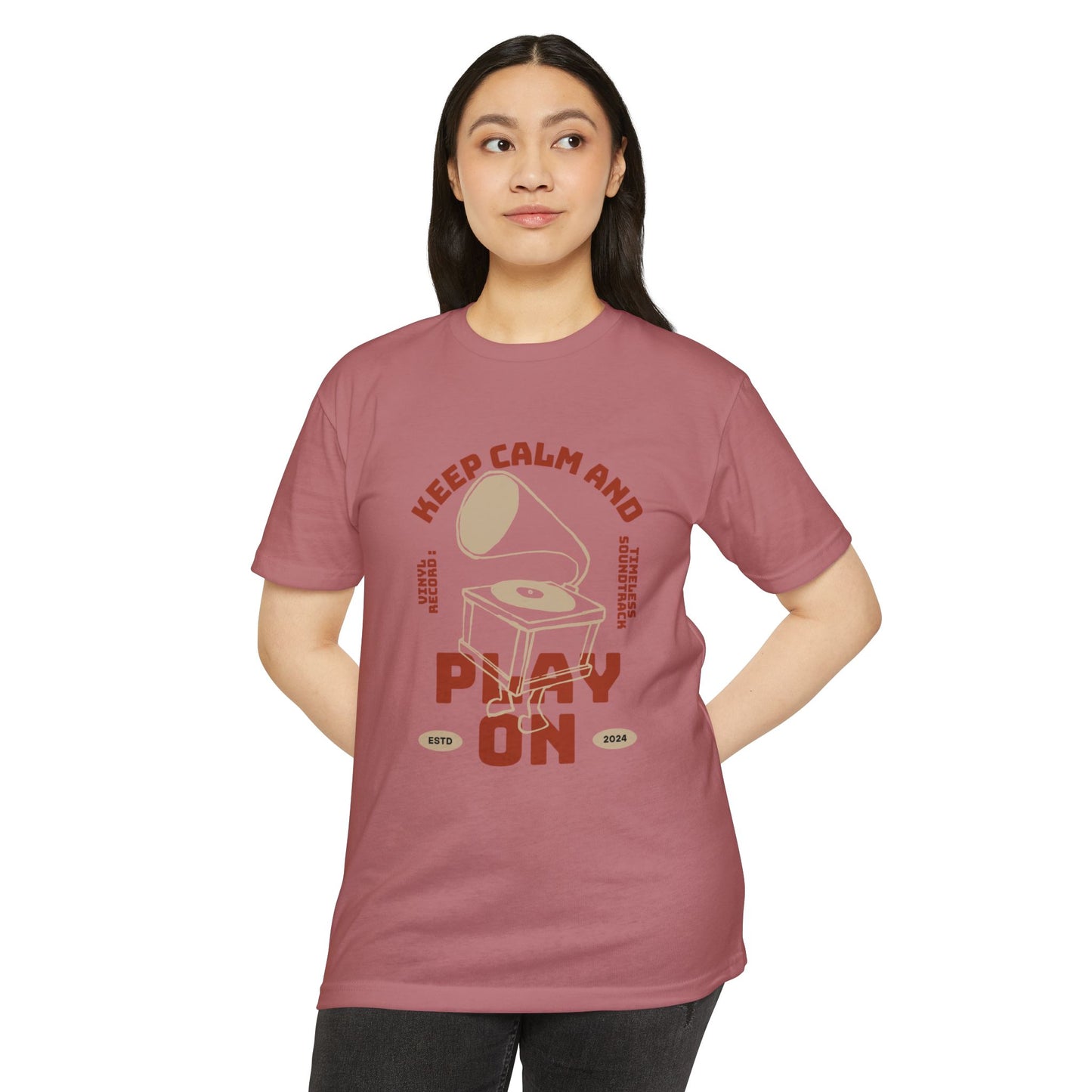 Retro Music Vibe T-Shirt, Unisex Tee, Gift for Music Lovers, Keep Calm and Play On Shirt, Casual Summer Wear, Music Themed Apparel