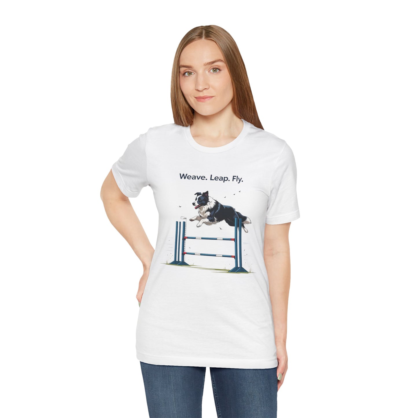 Dog Agility Spirit T-Shirt, Weave Leap Fly Tee, Gifts for Dog Lovers, Pet Enthusiasts, Animal Lovers T-Shirt, Casual Wear, Dog Show Gear