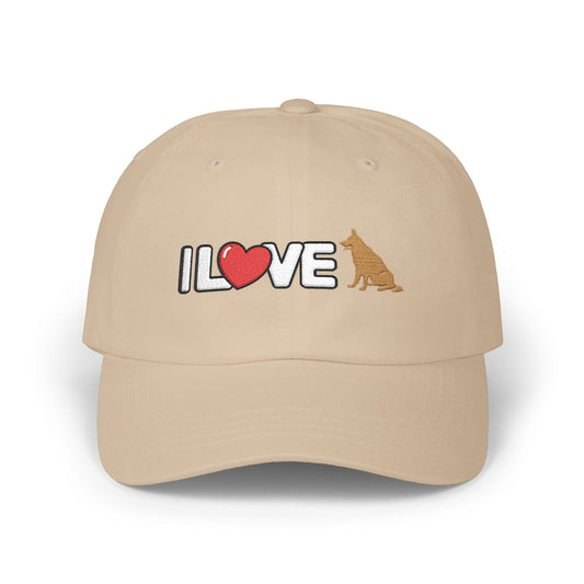 I Love German Shepherd Classic Dad Cap - Casual Embroidered Hat for Dog Lovers