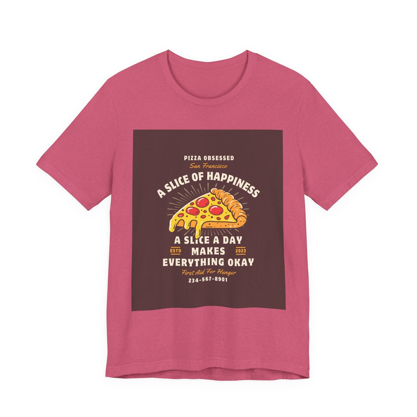 Pizza Lover's Happiness Tee, Fun Unisex T-Shirt, Casual Wear, Gift for Foodies, Pizza Party Attire, Comfortable Daily Shirt