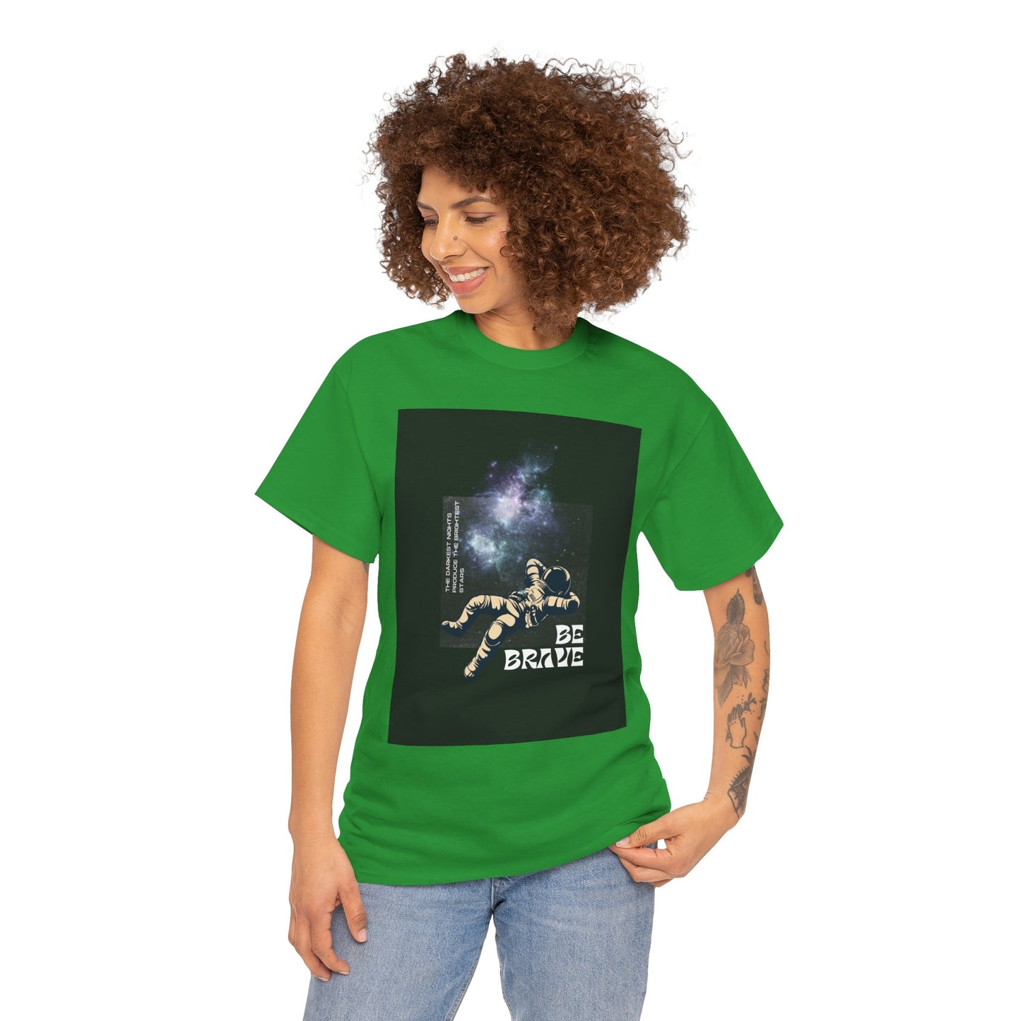 Be Brave Tee, Inspirational T-Shirt, Unisex Cotton Top, Space Graphic Shirt, Motivational Gift, Everyday Wear