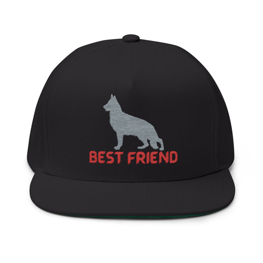 German Shepherd Flat Bill Embroidered Cap - Best Friend