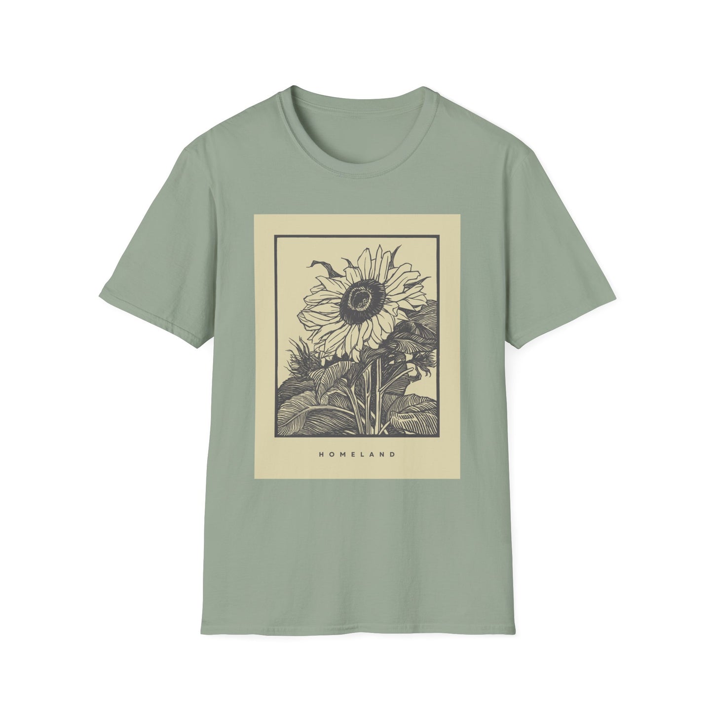 Vintage Sunflower Unisex T-Shirt, Softstyle Tee, Casual Wear, Nature Lover Gift, Summer Fashion, Homelands Design