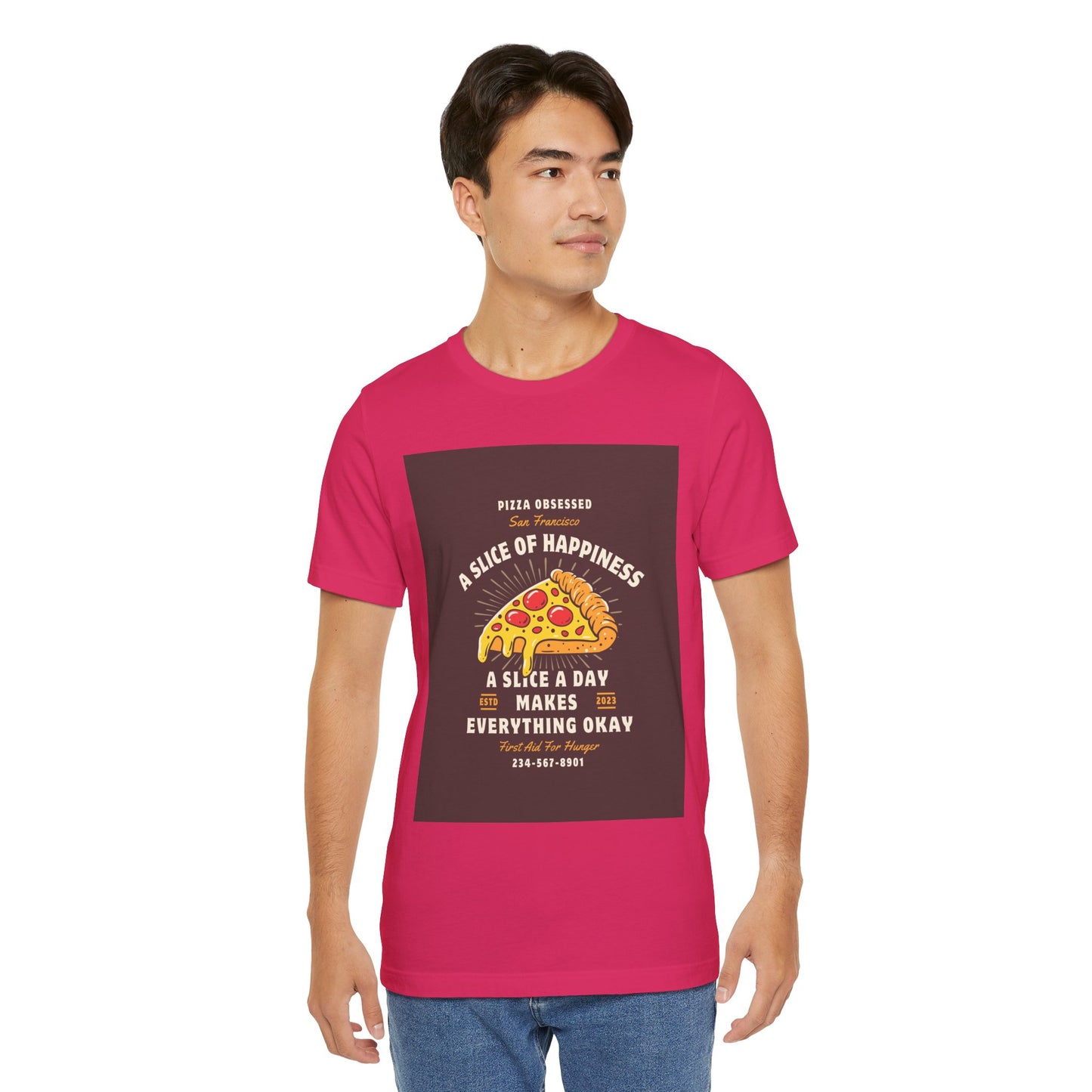 Pizza Lover's Happiness Tee, Fun Unisex T-Shirt, Casual Wear, Gift for Foodies, Pizza Party Attire, Comfortable Daily Shirt