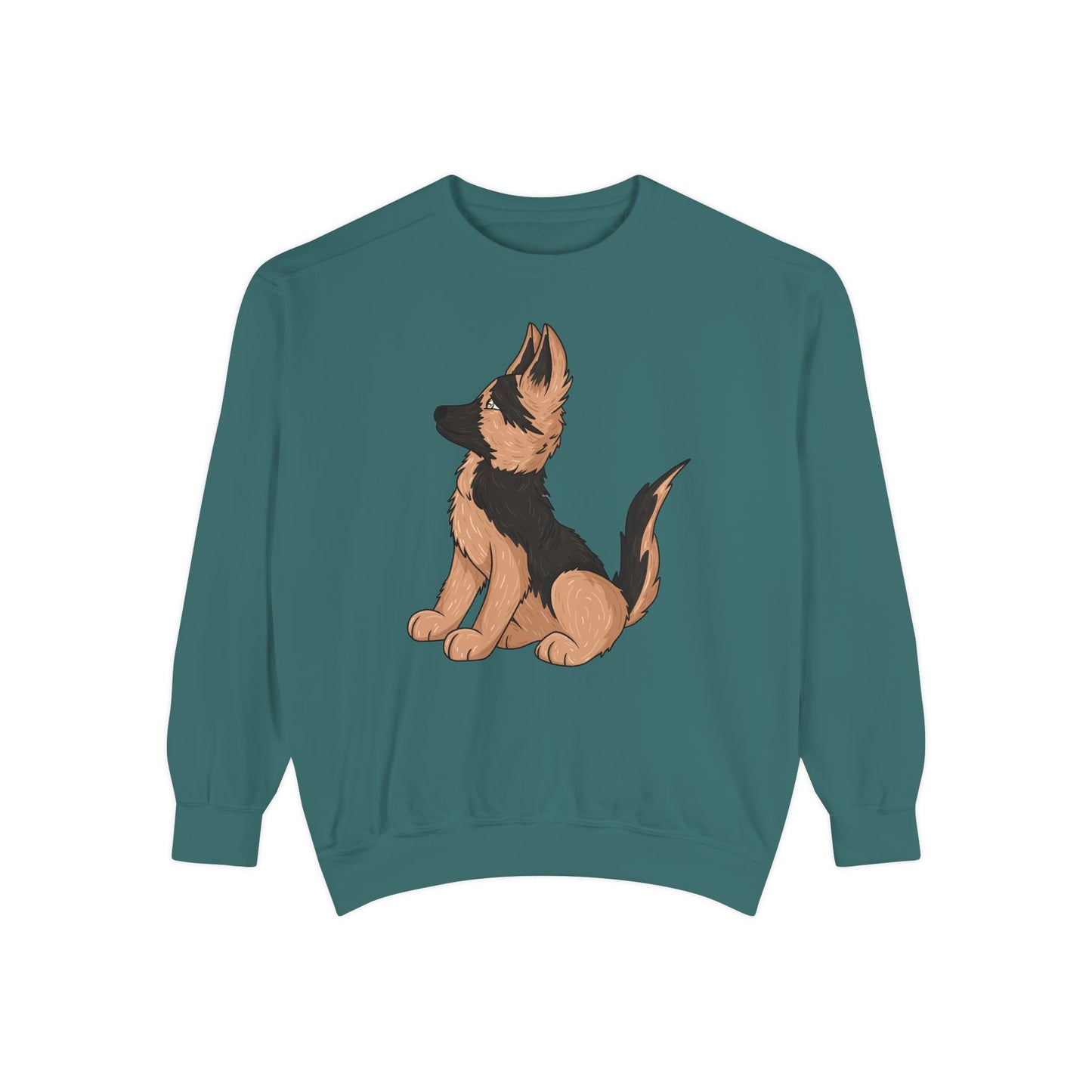 Unisex Dog Lover Sweatshirt With a Graphic of Cute German Shepherd Puppy Looking Upward