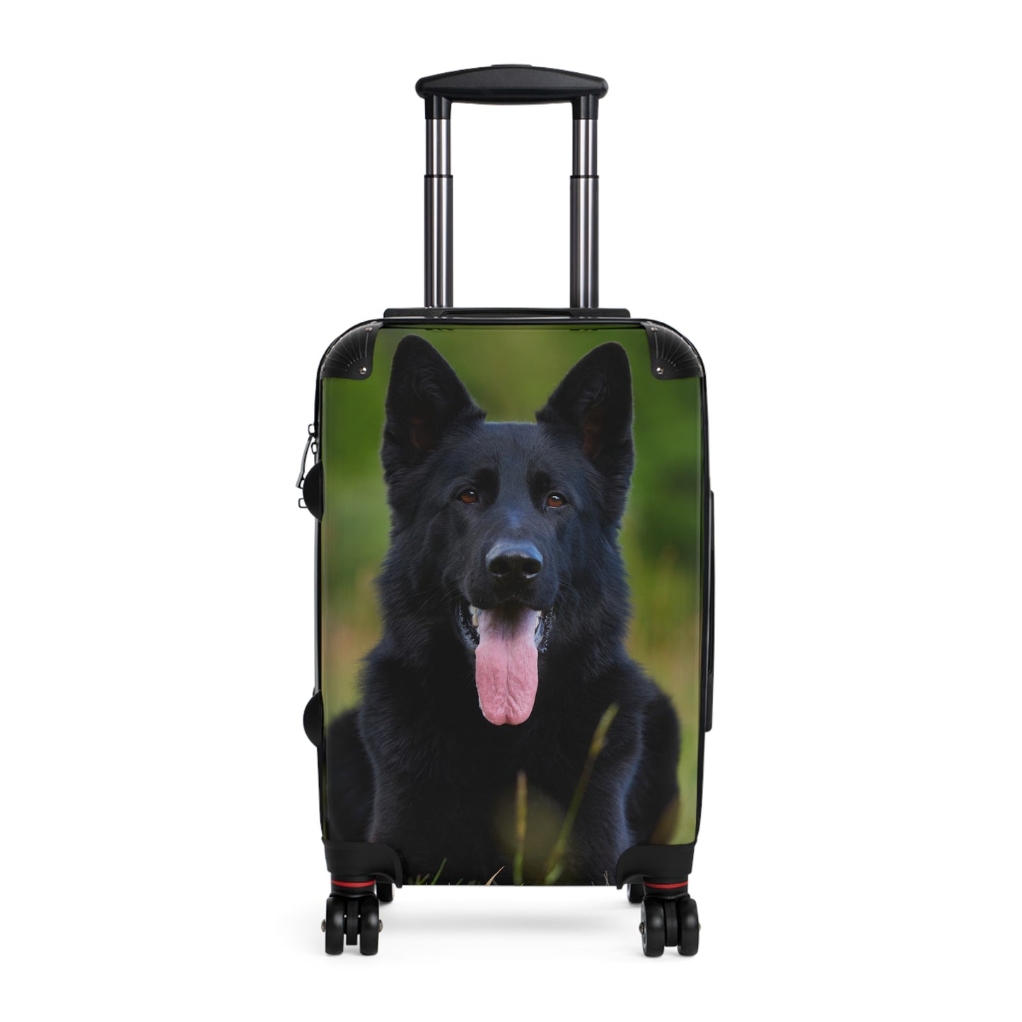 Personalized Dog-Themed Suitcase Featuring Black German Shepherd Resting on the Grass Leaving Tongue Out