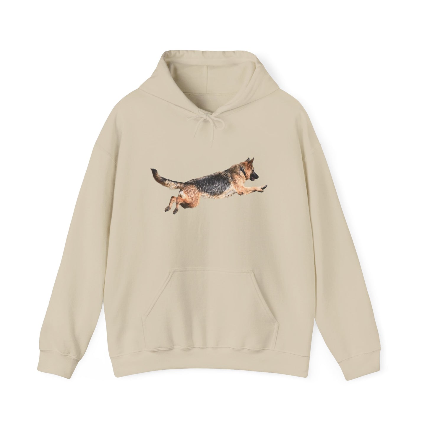Unisex Dog Lover Hoodie With a Wet German Shepherd Jumping in the Air