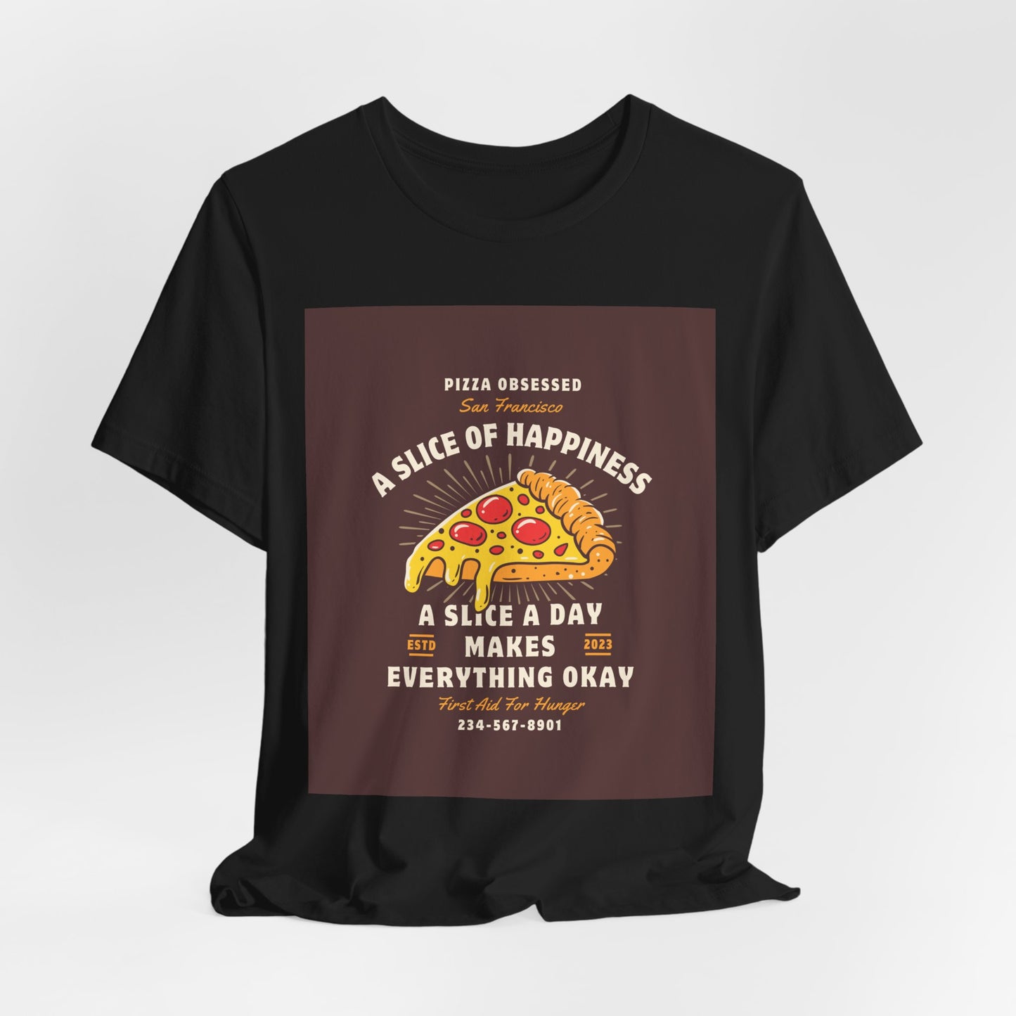 Pizza Lover's Happiness Tee, Fun Unisex T-Shirt, Casual Wear, Gift for Foodies, Pizza Party Attire, Comfortable Daily Shirt