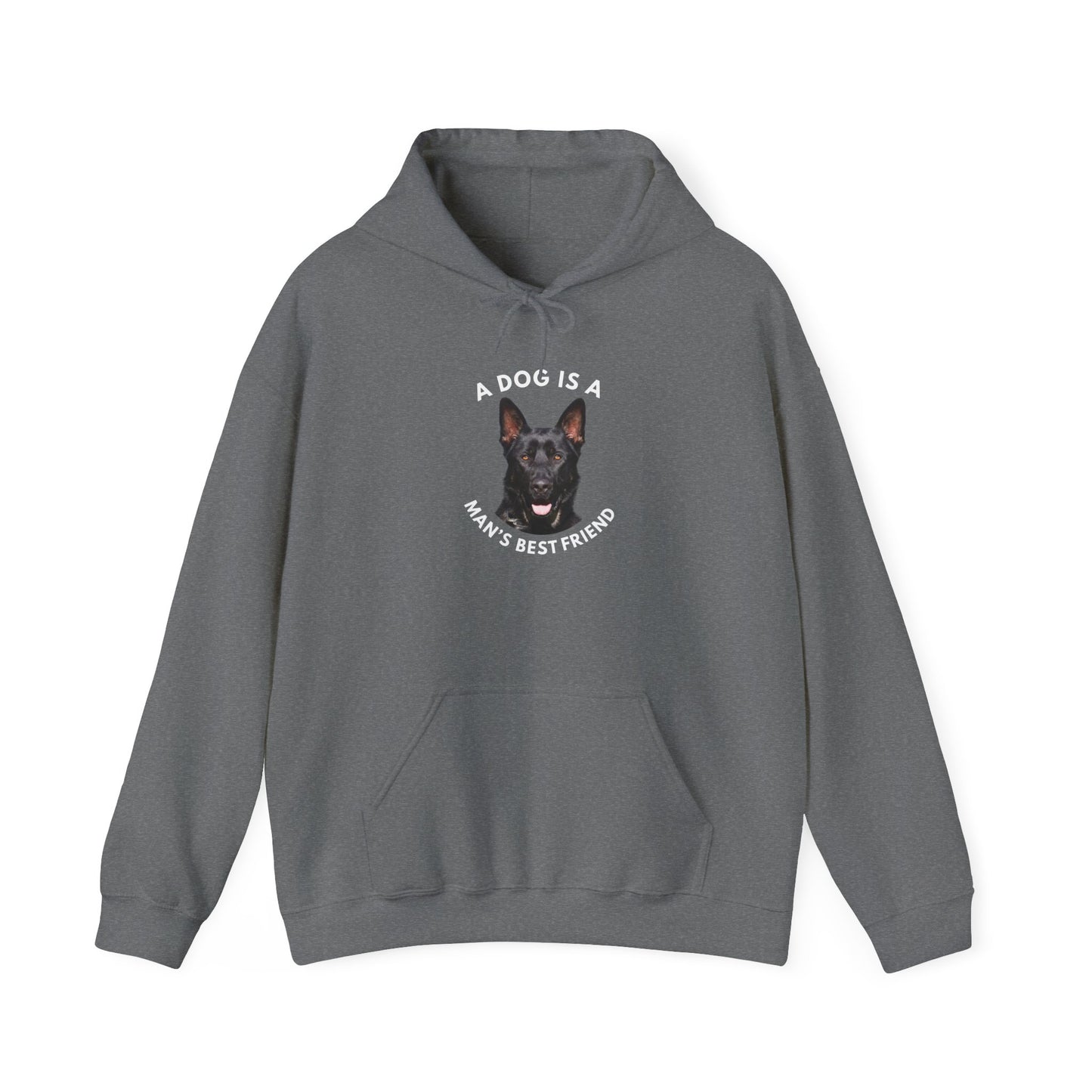 Unisex Dog Lover Hoodie With Close Up of German Shepherd and Caption A Dog Is A Man's Best Friend