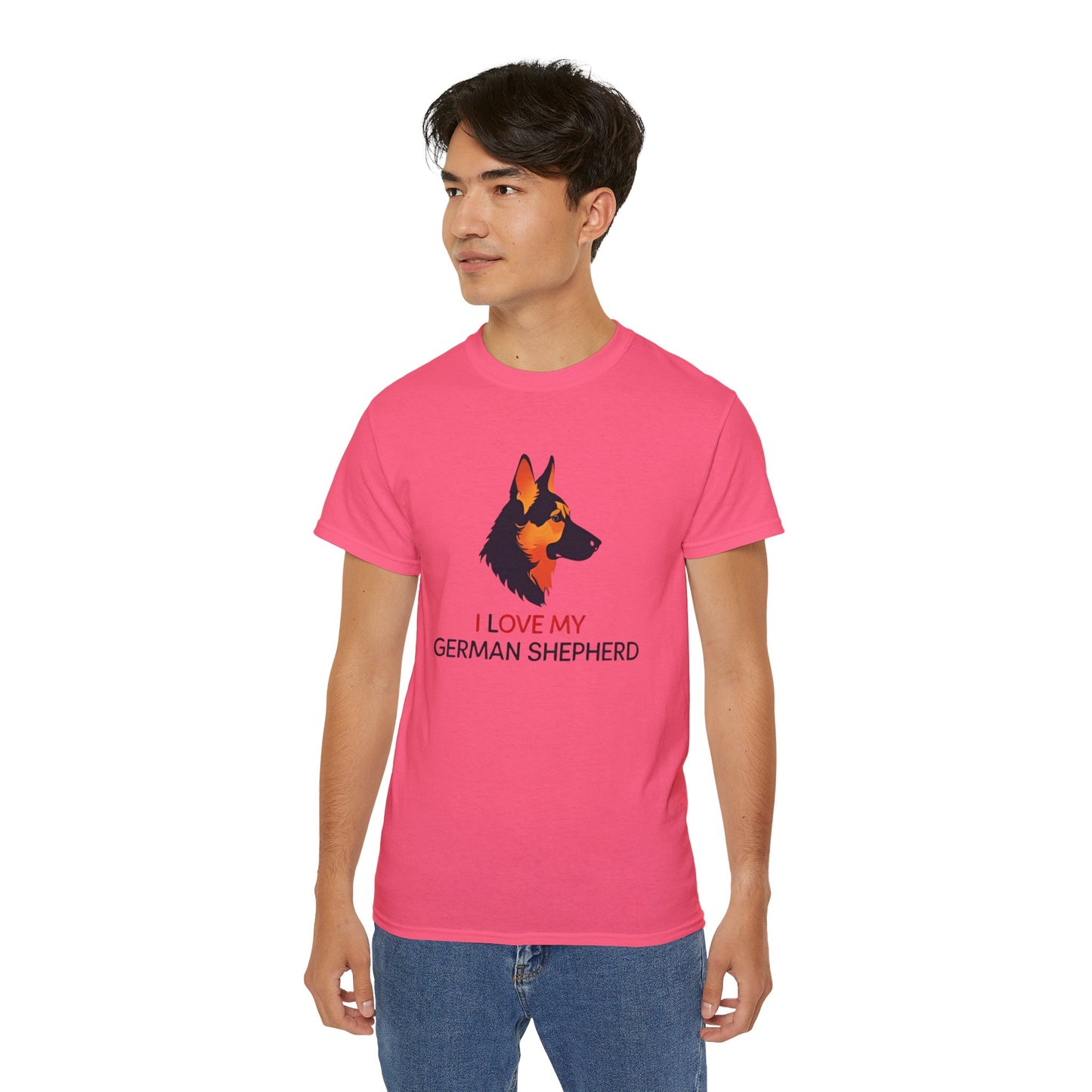 German Shepherd Lovers Unisex Ultra Cotton Tee - "I Love My German Shepherd", Dog Owner Gift, Canine Apparel, Pet Lover T-Shirt