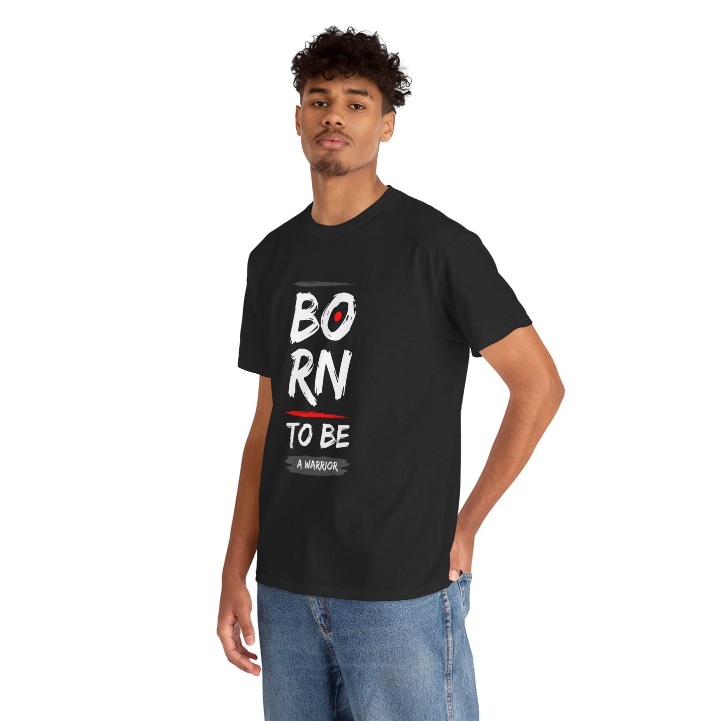 Born to Be a Warrior Unisex Heavy Cotton Tee, Inspirational Shirt for Veterans, Motivational Gift, Fitness Apparel, Casual Wear
