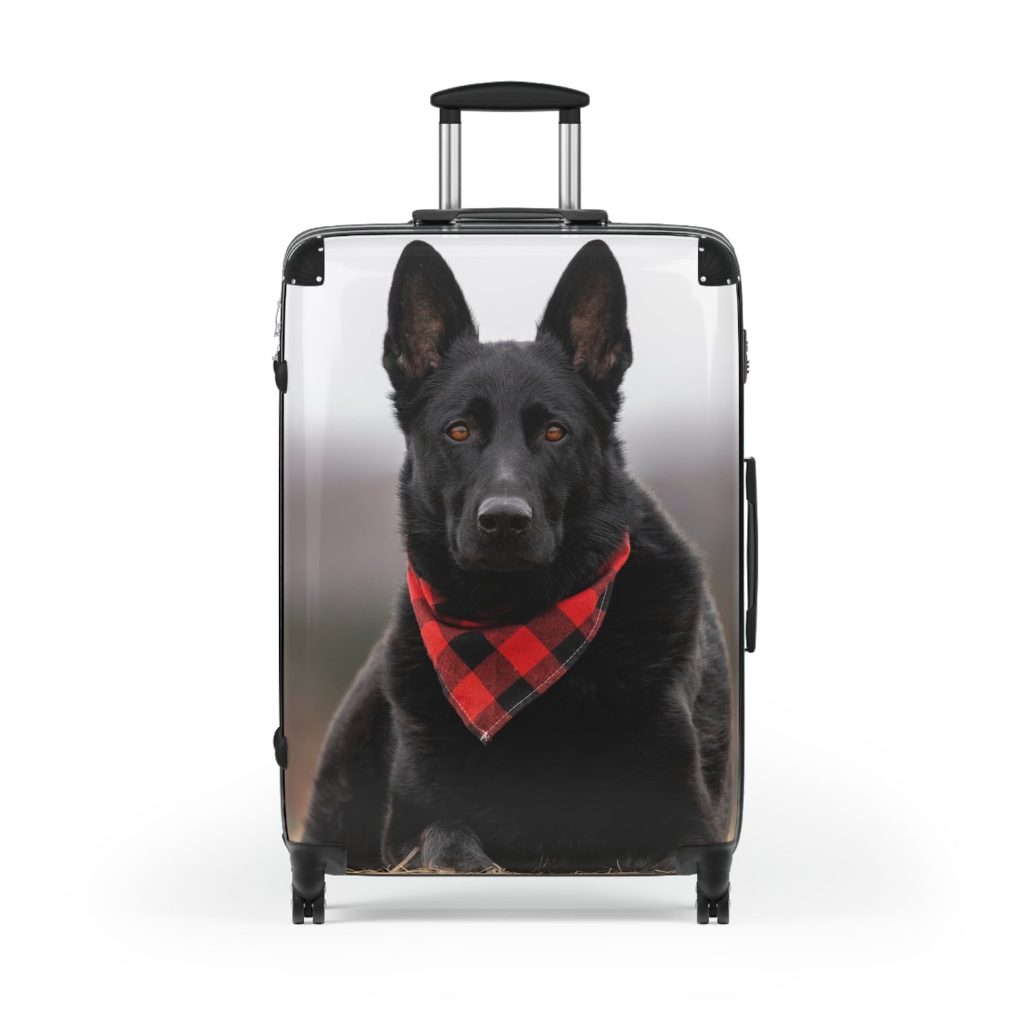 Custom Pet Suitcase Featuring Working Line German Shepherd Wearing a Neckerchief