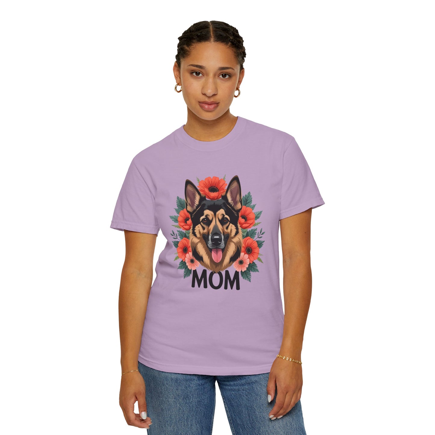 Floral German Shepherd Dog Mom T-Shirt, Perfect Gift for Dog Lovers, Mother’s Day, Birthday, Casual Wear, Comfortable Everyday Tee