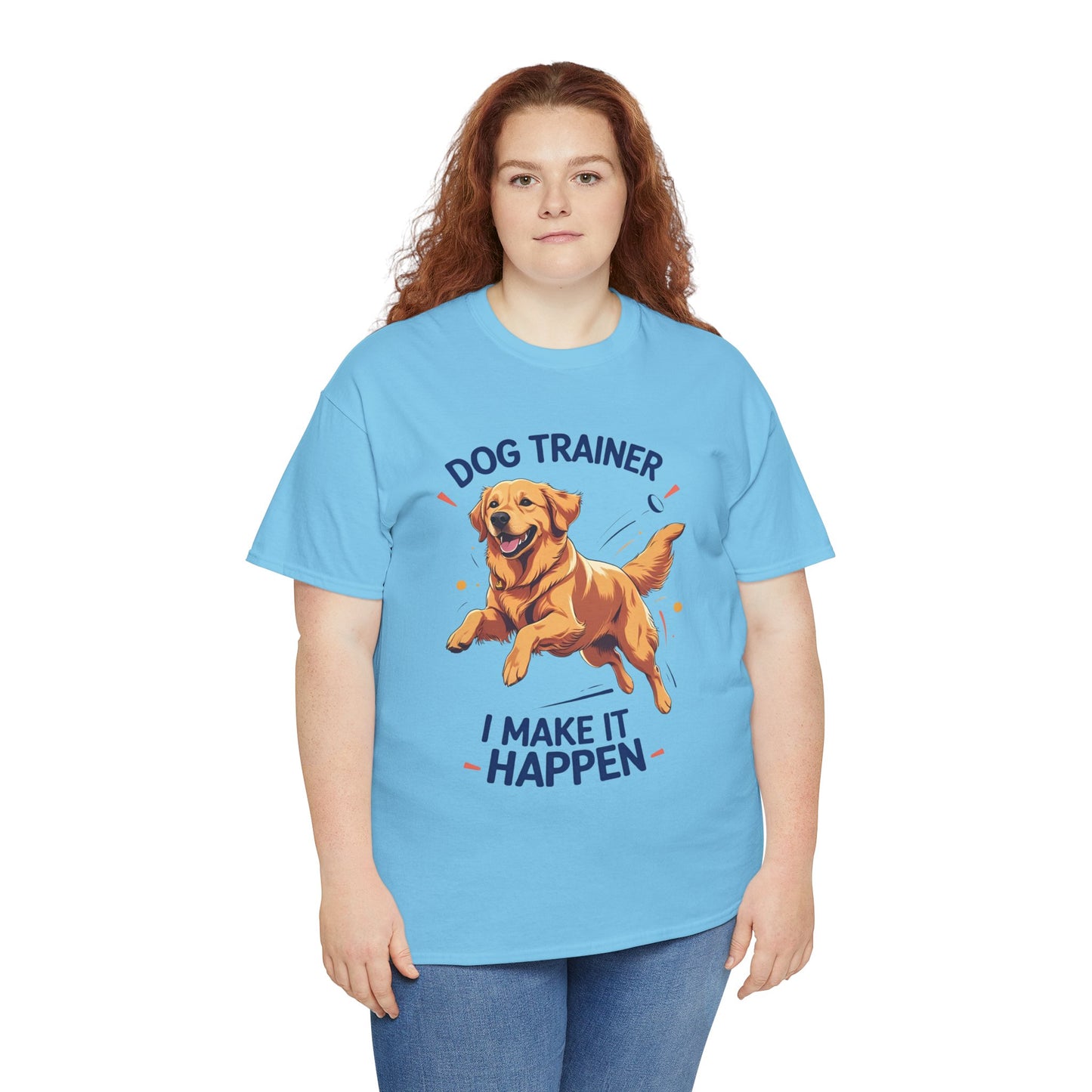 Dog Trainer Unisex Heavy Cotton Tee - I Make It Happen, Golden Retriever, Training Sessions, Gifts, Casual Wear, Animal Enthusiasts