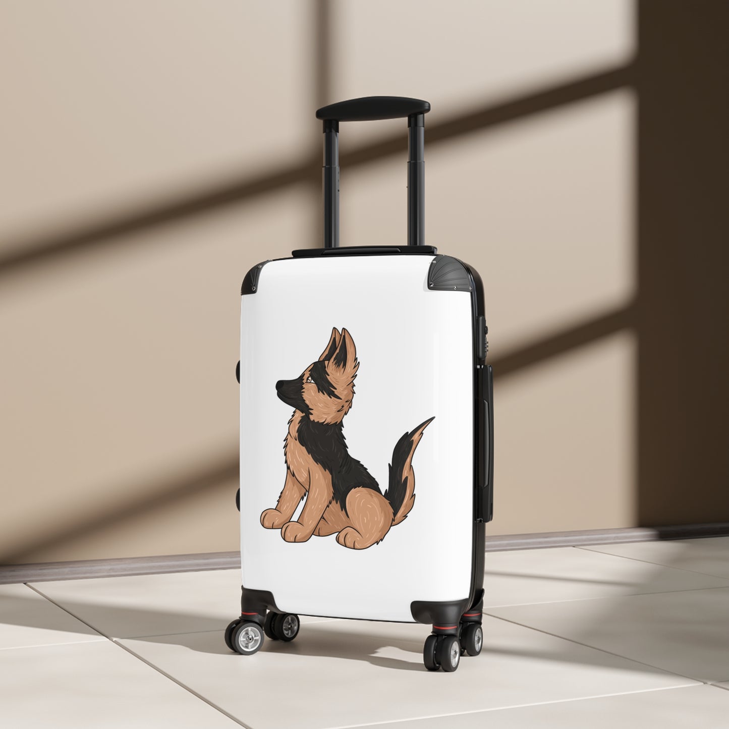 Personalized Dog Lover Suitcase - Featuring Cute German Shepherd Puppy Looking Upward