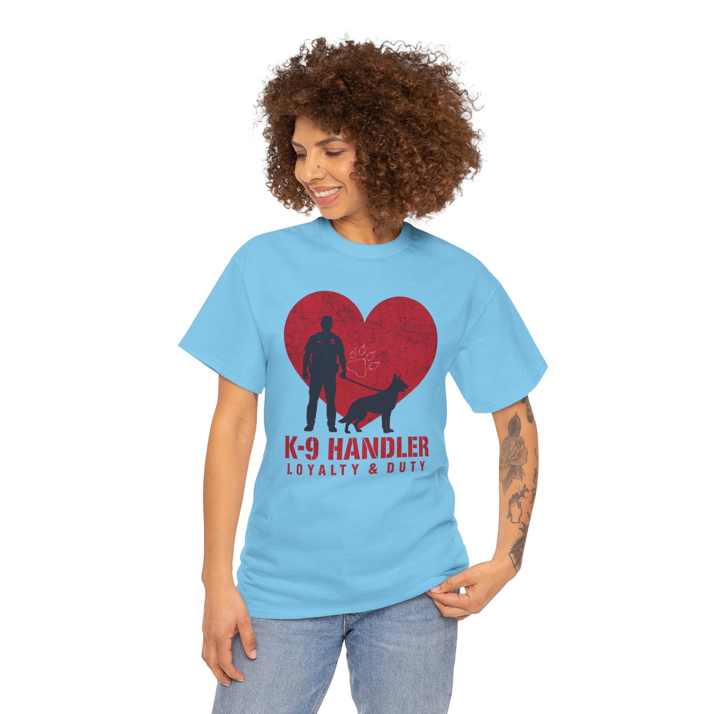 K-9 Handler Heavy Cotton Tee - Loyalty & Duty Shirt, Dog Lover Gift