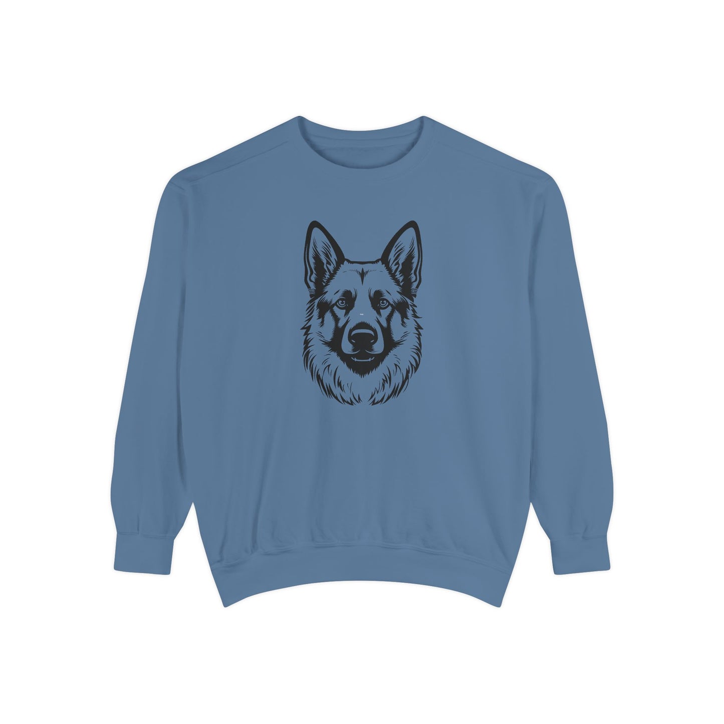 Unisex Dog Lover Sweatshirt With a Close Up Graphic of Black and Transparent German Shepherd