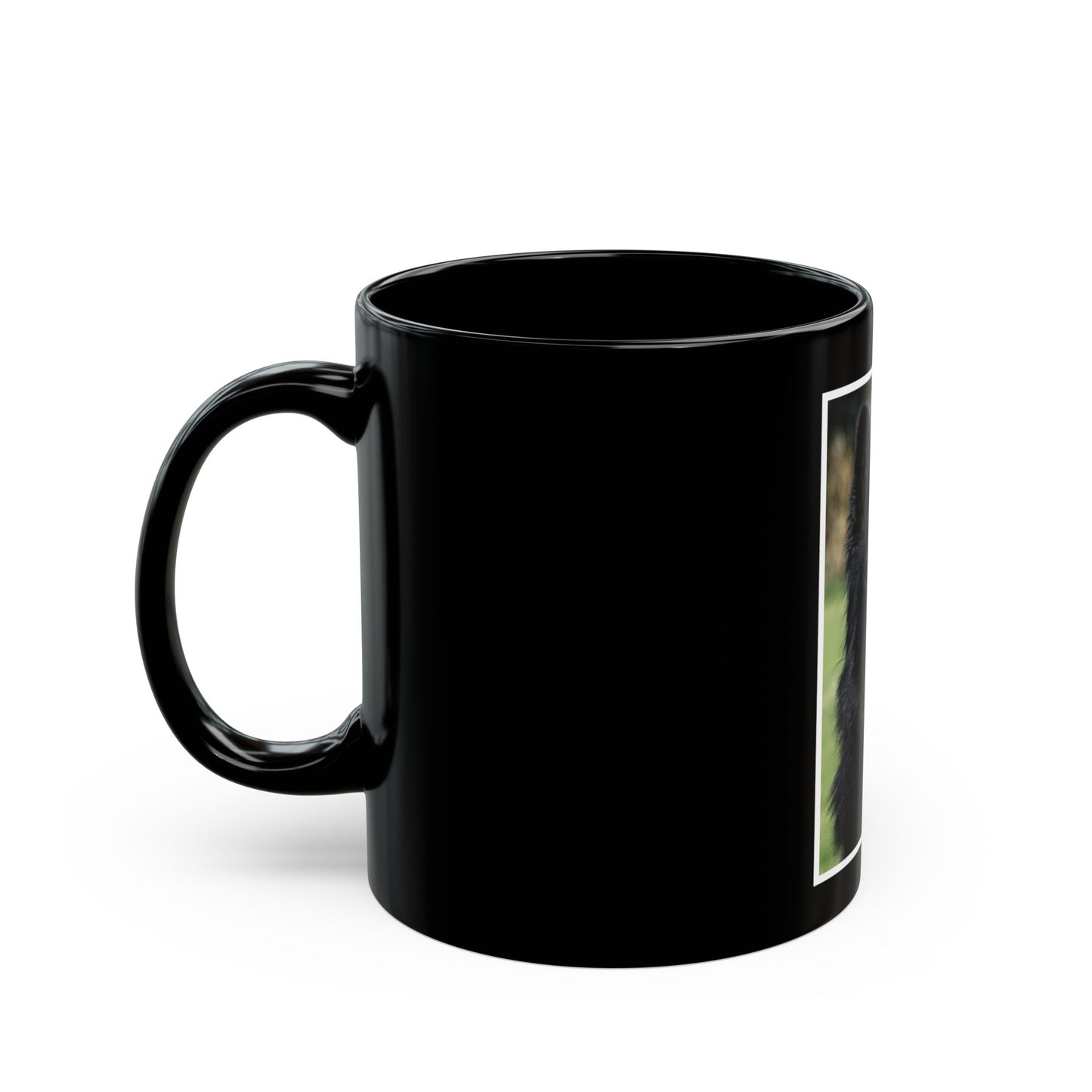 Black Dog Lover Ceramic Mug 11oz With Photo of Black German Shepherd Leaving Tongue Out