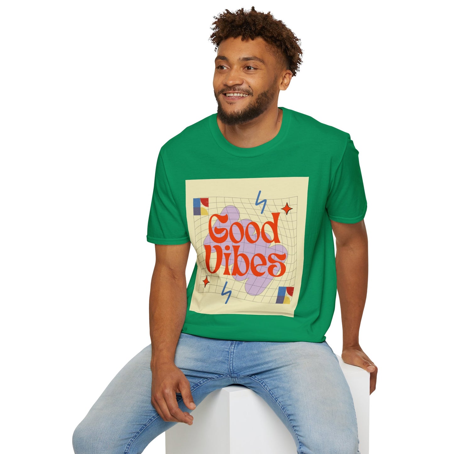 Good Vibes Unisex Softstyle T-Shirt, Relaxed Fit Tee, Casual Wear, Gift Idea, Positive Quotes, Everyday Comfort, Summer Fashion