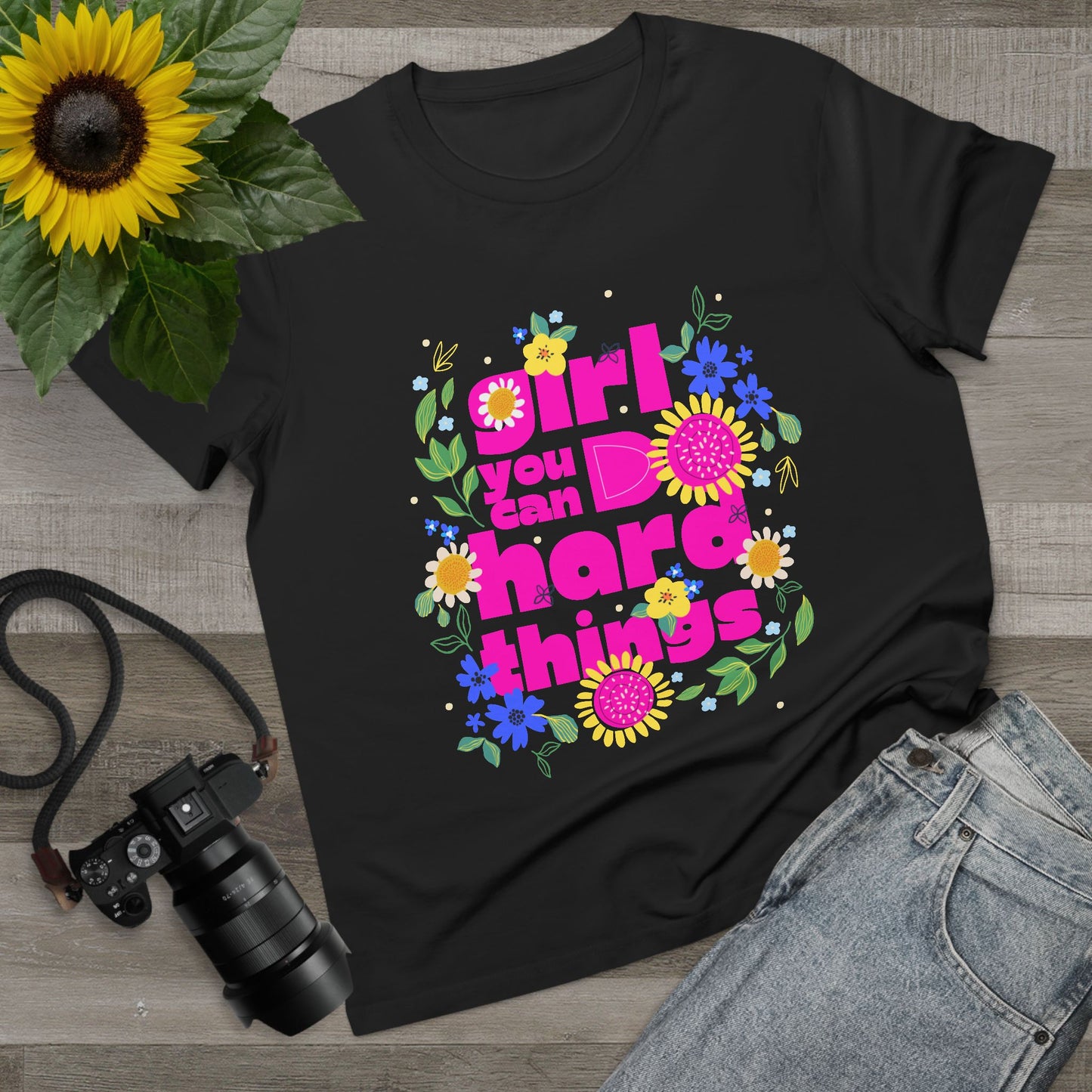 Empowering Floral Women’s Tee - Girls You Can Do hard Thing, Motivational Shirt, Gift for Her, Positive Affirmation Top, Spring Fashion Fête