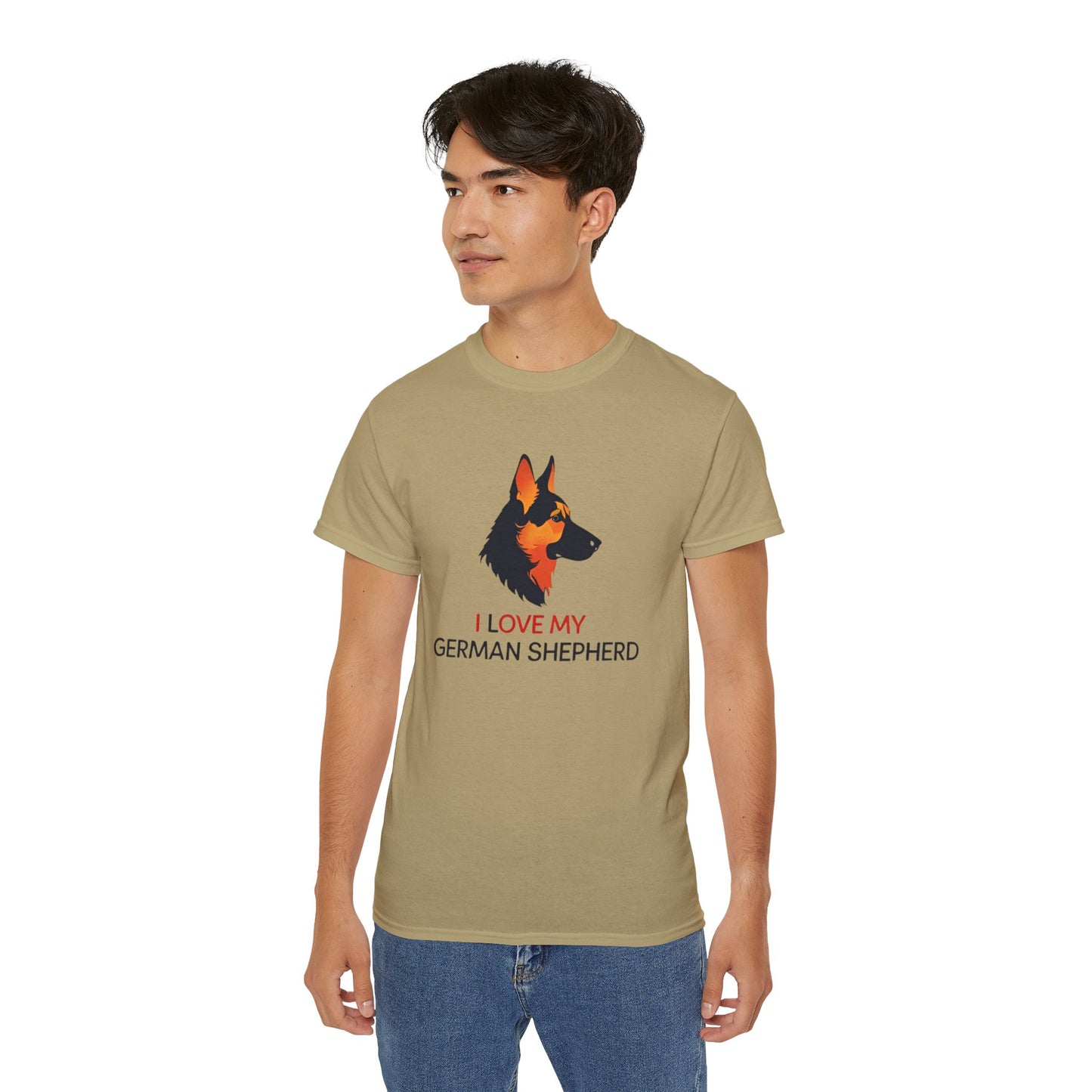 German Shepherd Lovers Unisex Ultra Cotton Tee - "I Love My German Shepherd", Dog Owner Gift, Canine Apparel, Pet Lover T-Shirt