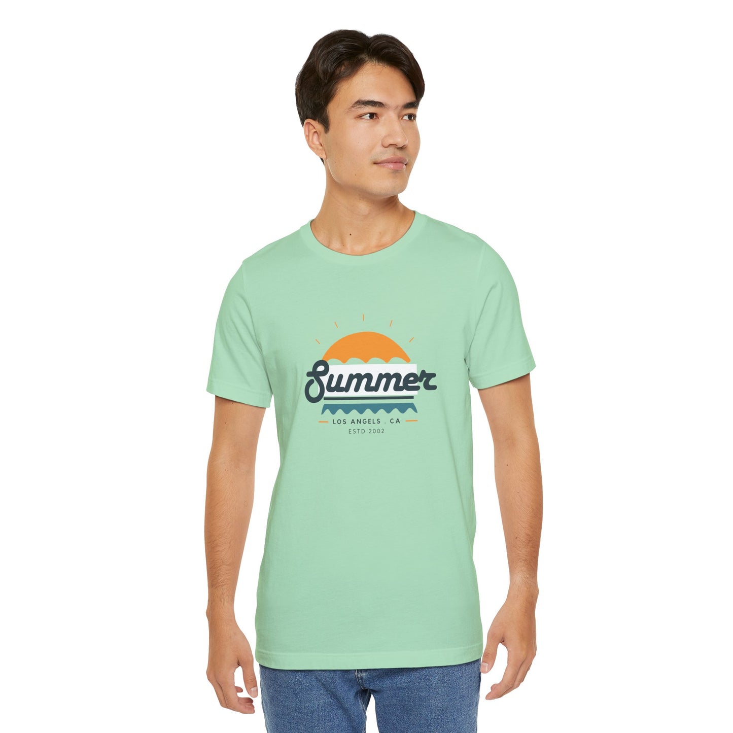 Summer Vibes Unisex Jersey Short Sleeve Tee, Beach Shirt, Casual Summer Wear, Gift for Friends, Coastal Adventure Top, LA Style Tee