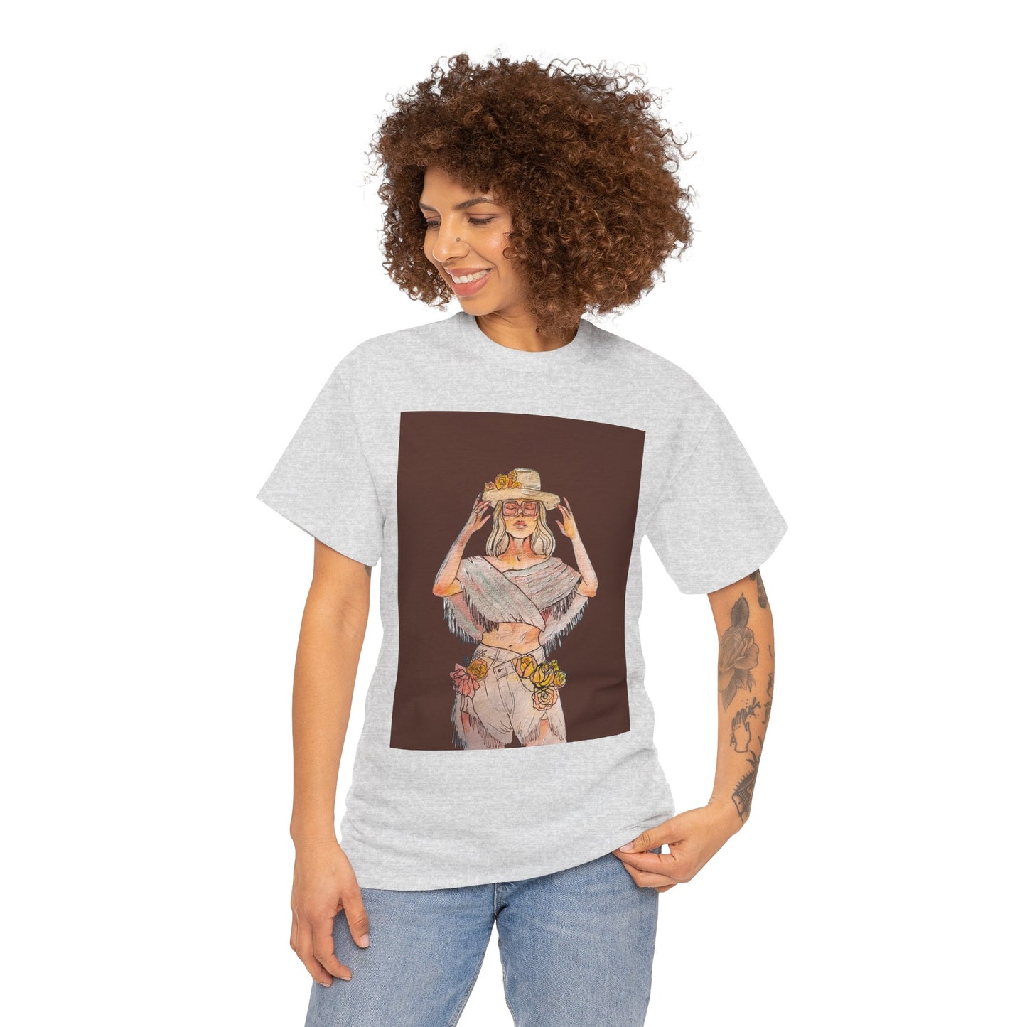 Bohemian Vibes Unisex Heavy Cotton Vintage Tee, Casual Wear, Summer Style Shirt, Gift for Her, Festival Outfit, Art-Inspired Apparel