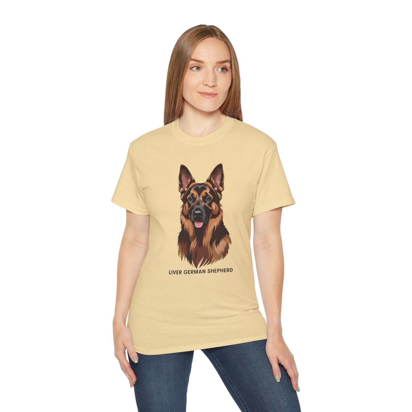 Liver German Shepherd Tee, Dog Lover Shirt, Pet Owner Gift, Animal Print T-Shirt, Unisex Graphic Tee, Birthday Present for Dog Lovers