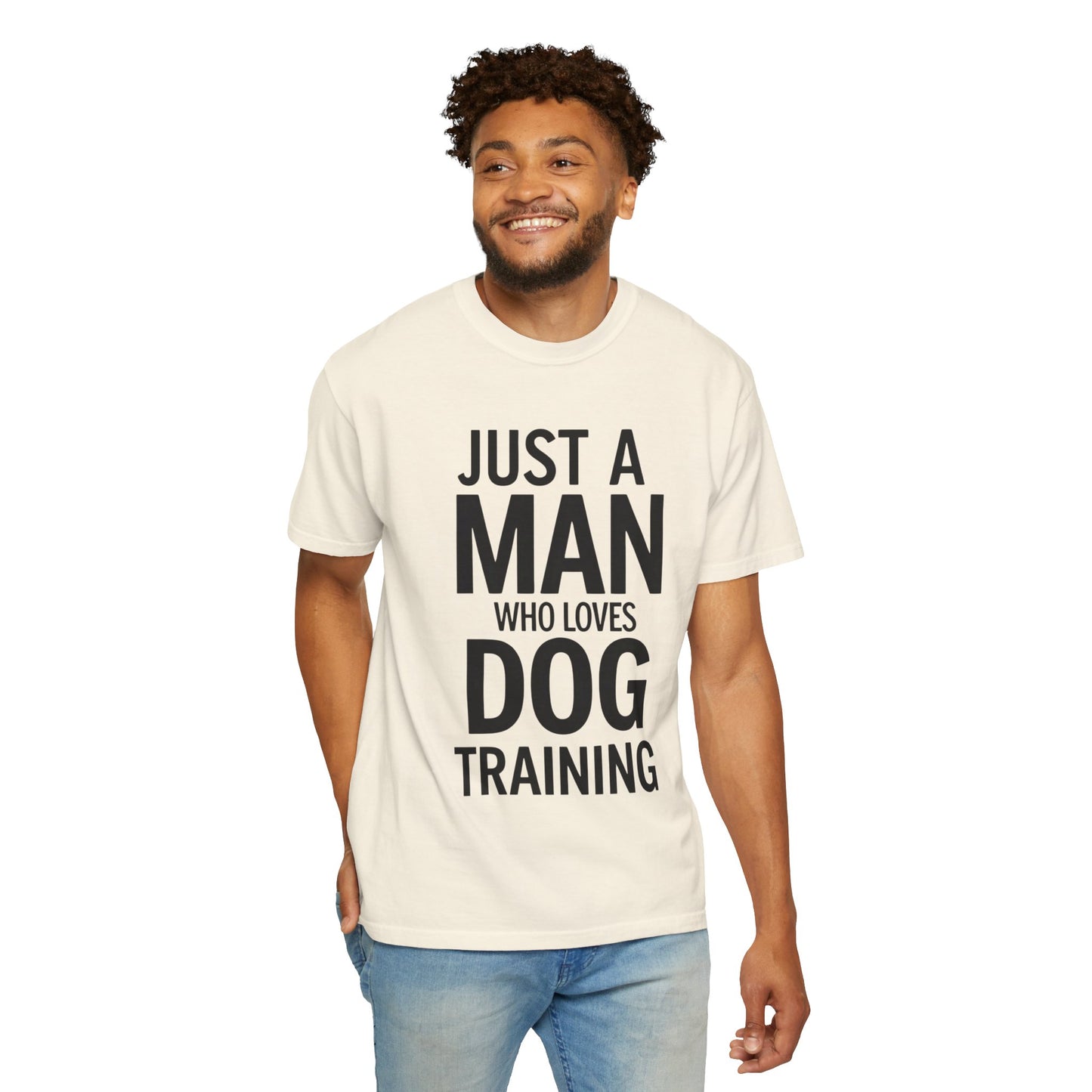Dog Training Enthusiast T-Shirt - Just a Man Who Loves Dog Training, Pet Lover Gift, Casual Comfort Wear, Dog Owner Apparel, Gift for Dog Lovers