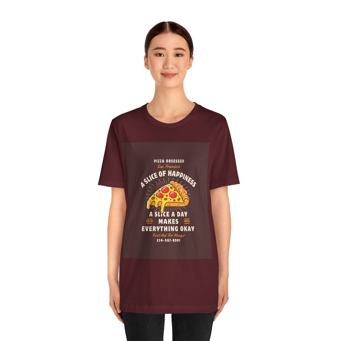 Pizza Lover's Happiness Tee, Fun Unisex T-Shirt, Casual Wear, Gift for Foodies, Pizza Party Attire, Comfortable Daily Shirt