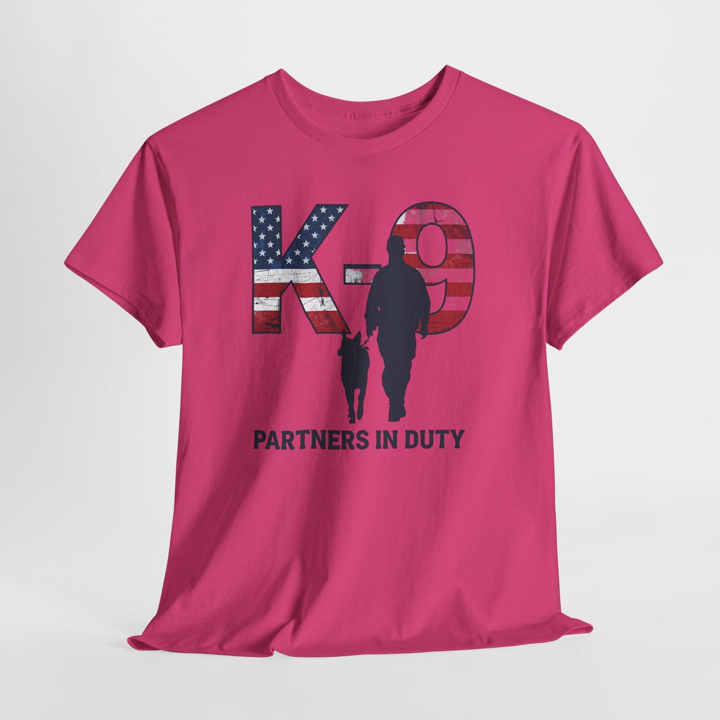 Patriotic K-9 T-Shirt - Partners in Duty Tee | Unisex Heavy Cotton Tee for Dog Lovers, Military Support, Gifts for Dog Handlers