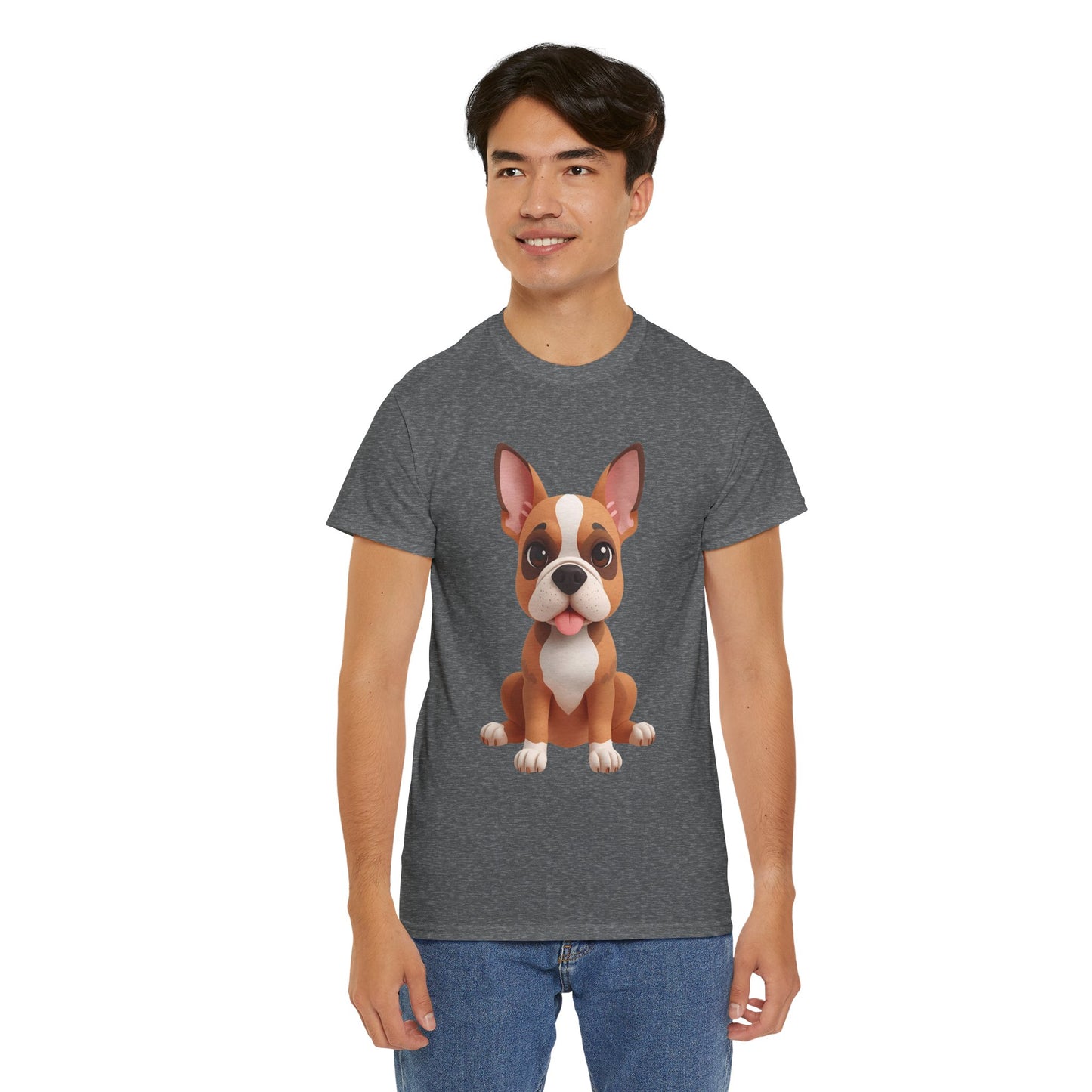 Cute 3D French Bulldog T-Shirt Unisex Heavy Cotton Tee, Dog Lover Gift