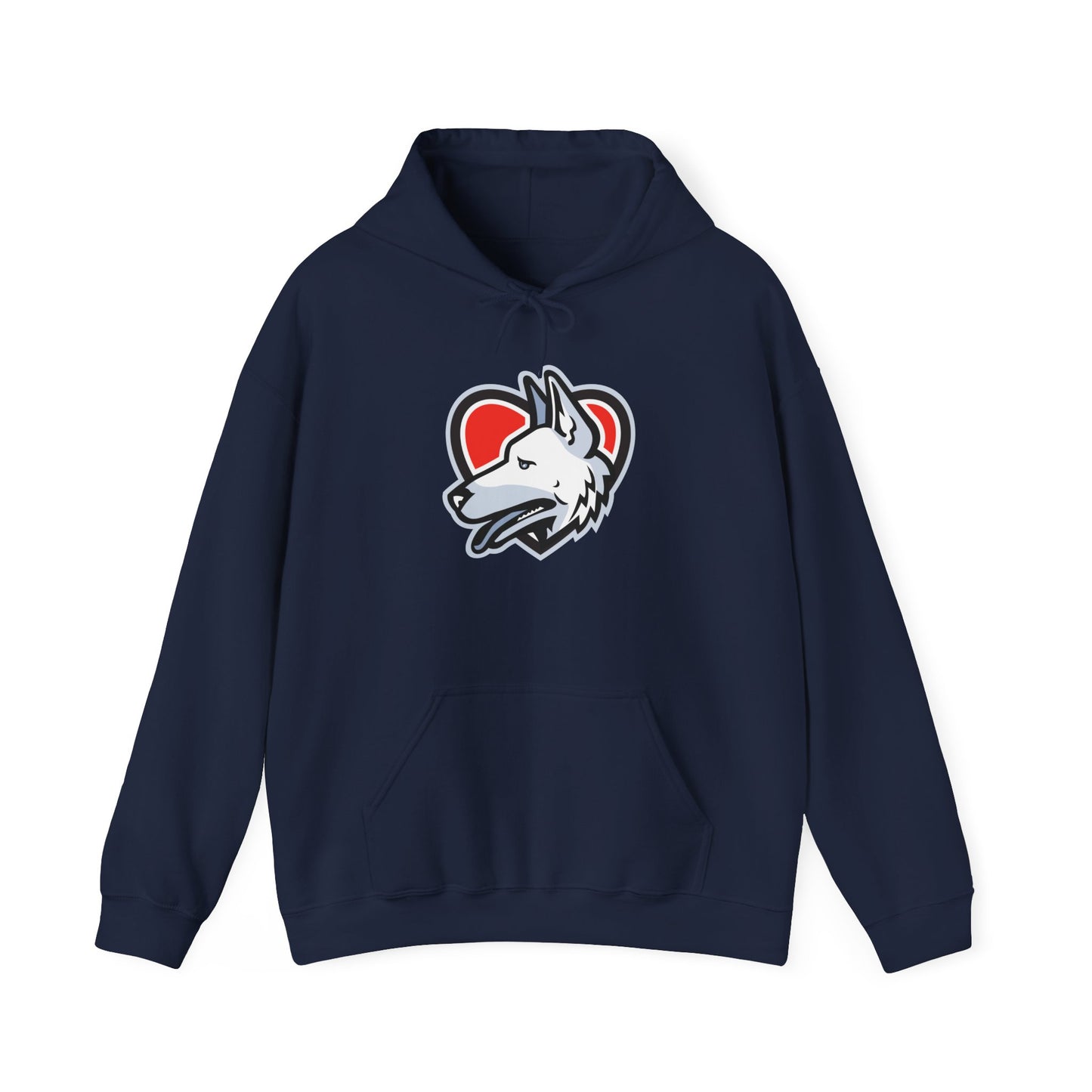 Unisex Dog Lover Hoodie With a Close Up Graphic of German Shepherd Placed Inside Red Heart
