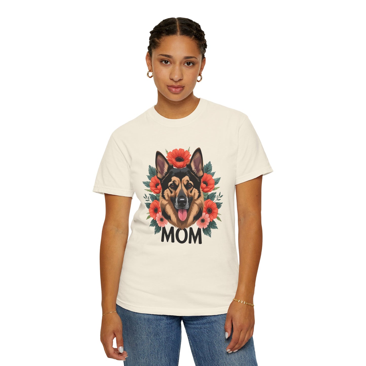 Floral German Shepherd Dog Mom T-Shirt, Perfect Gift for Dog Lovers, Mother’s Day, Birthday, Casual Wear, Comfortable Everyday Tee