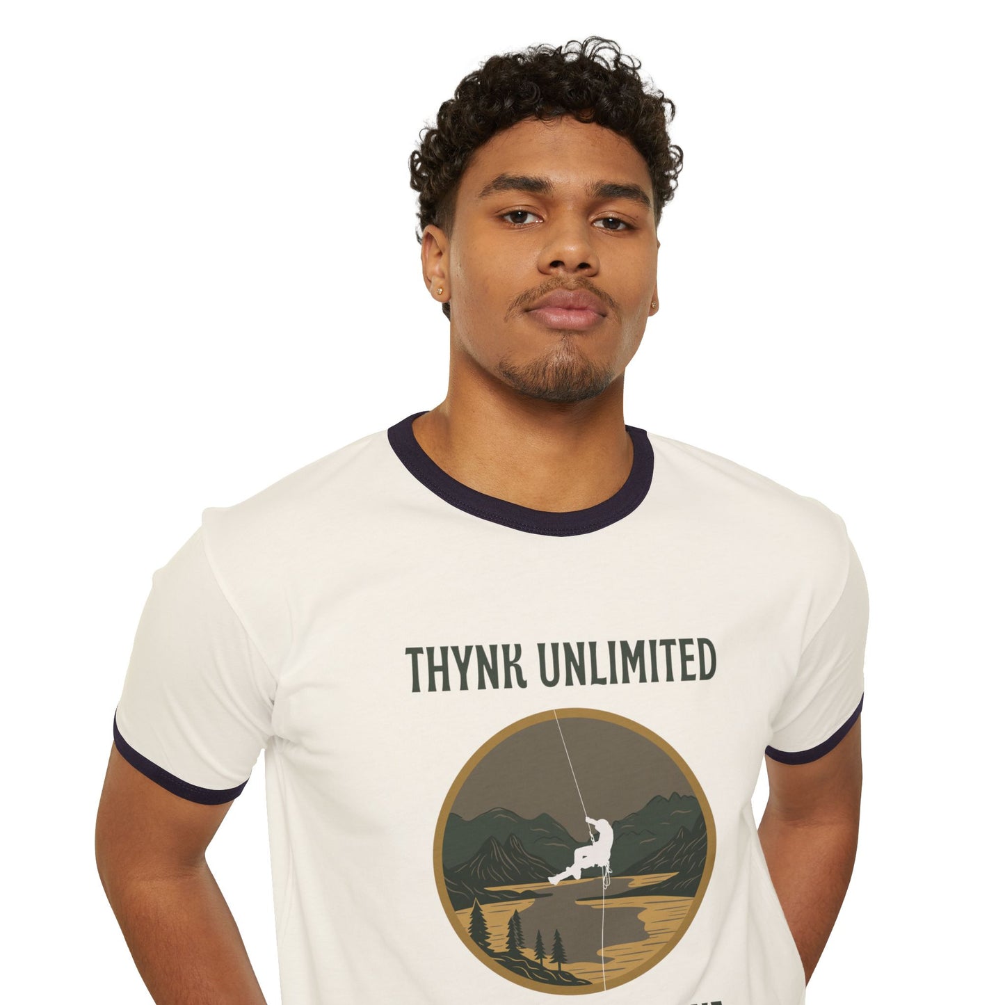 Unisex Adventure Ringer T-Shirt - Think Unlimited Casual Wear, Gift for Travelers, Nature Lovers, Unique Graphic Tee