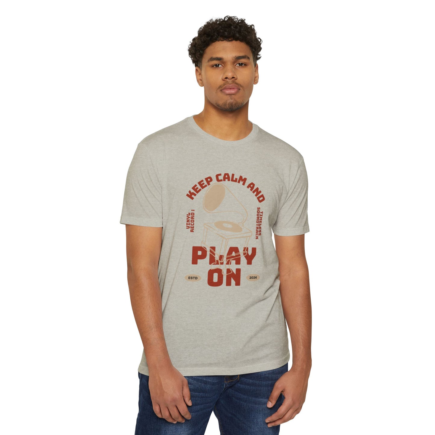 Retro Music Vibe T-Shirt, Unisex Tee, Gift for Music Lovers, Keep Calm and Play On Shirt, Casual Summer Wear, Music Themed Apparel