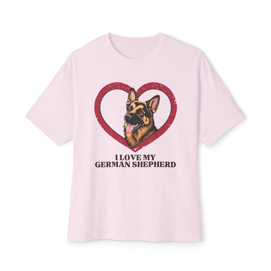I Love My German Shepherd Unisex Oversized Boxy Tee, Dog Lover Shirt, Pet Owner Gift, Casual Wear, Animal Lover Gift, Birthday Gift