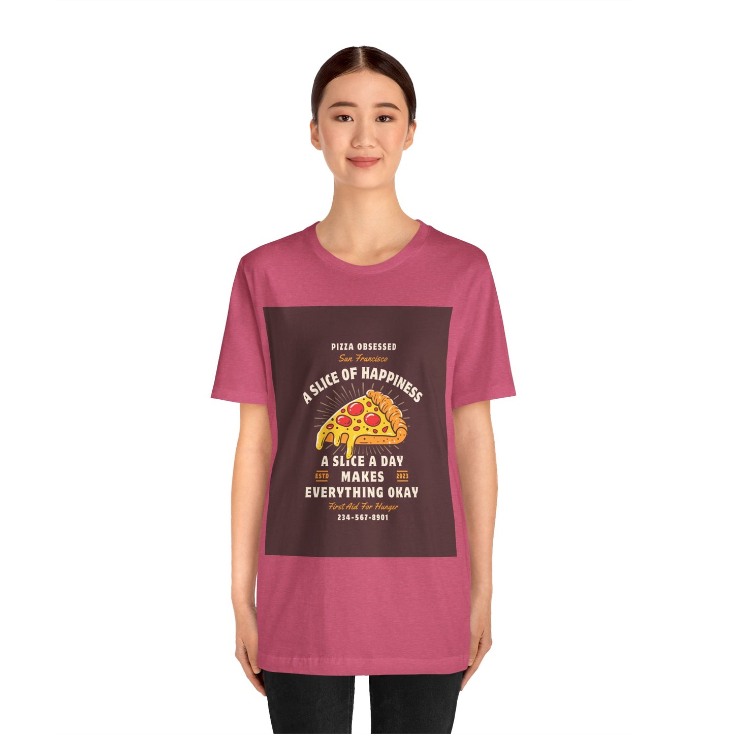Pizza Lover's Happiness Tee, Fun Unisex T-Shirt, Casual Wear, Gift for Foodies, Pizza Party Attire, Comfortable Daily Shirt