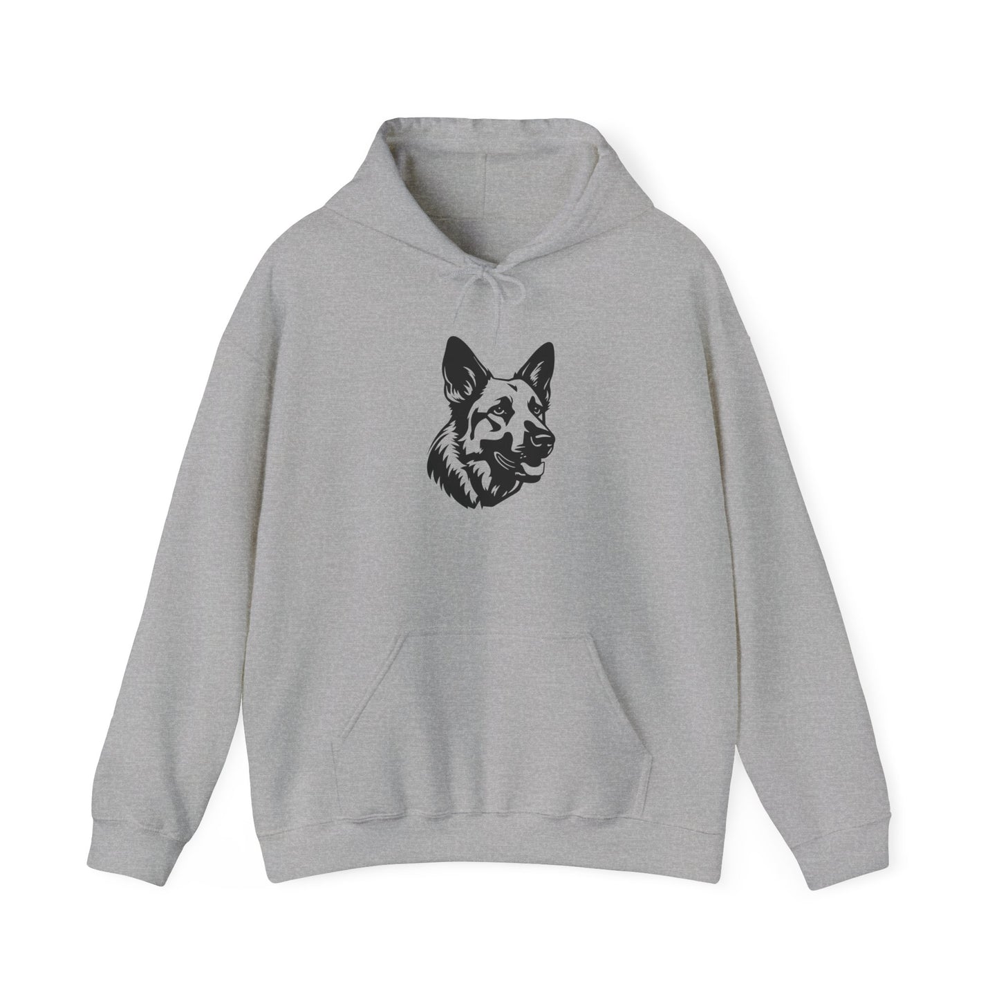 Unisex Dog Lover Hoodie With a Close Up Graphic of Black and White German Shepherd Mouth Opened