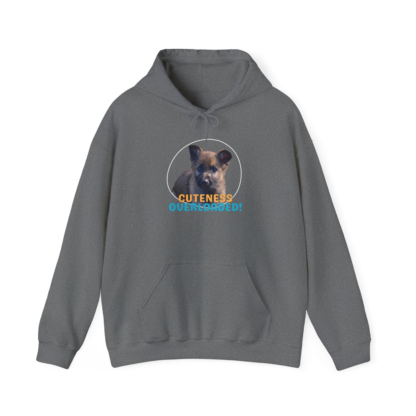 Unisex Dog Lover Hoodie With Cute Sable German Shepherd Puppy and Caption Cuteness Overloaded