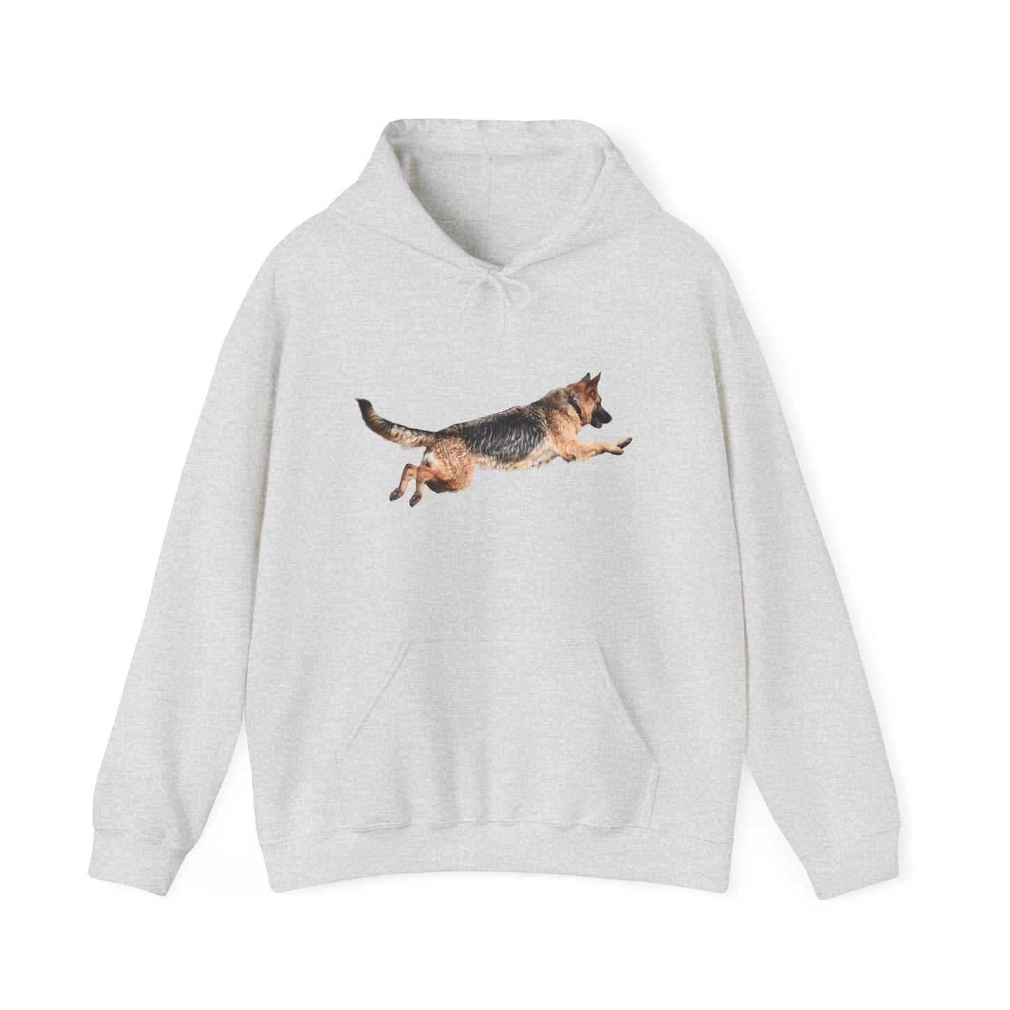 Unisex Dog Lover Hoodie With a Wet German Shepherd Jumping in the Air