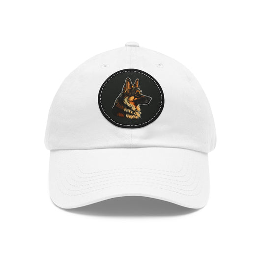 Customized Dad Hat with Leather Patch - German Shepherd Design