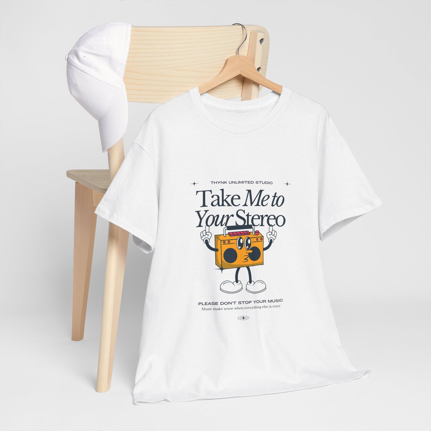 Retro Music Lover Tee - Take Me To Your Stereo, Vintage Style Shirt, Graphic T-Shirt, Unisex Cotton Top, Perfect Gift for Musicians, Summer Outfit