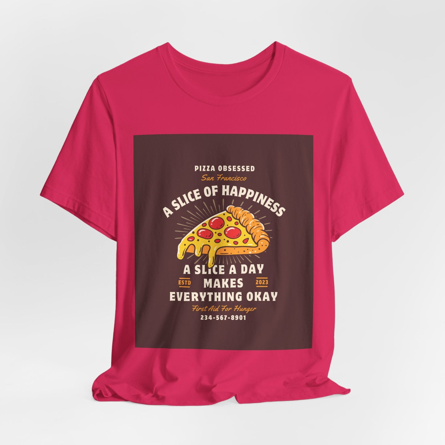 Pizza Lover's Happiness Tee, Fun Unisex T-Shirt, Casual Wear, Gift for Foodies, Pizza Party Attire, Comfortable Daily Shirt
