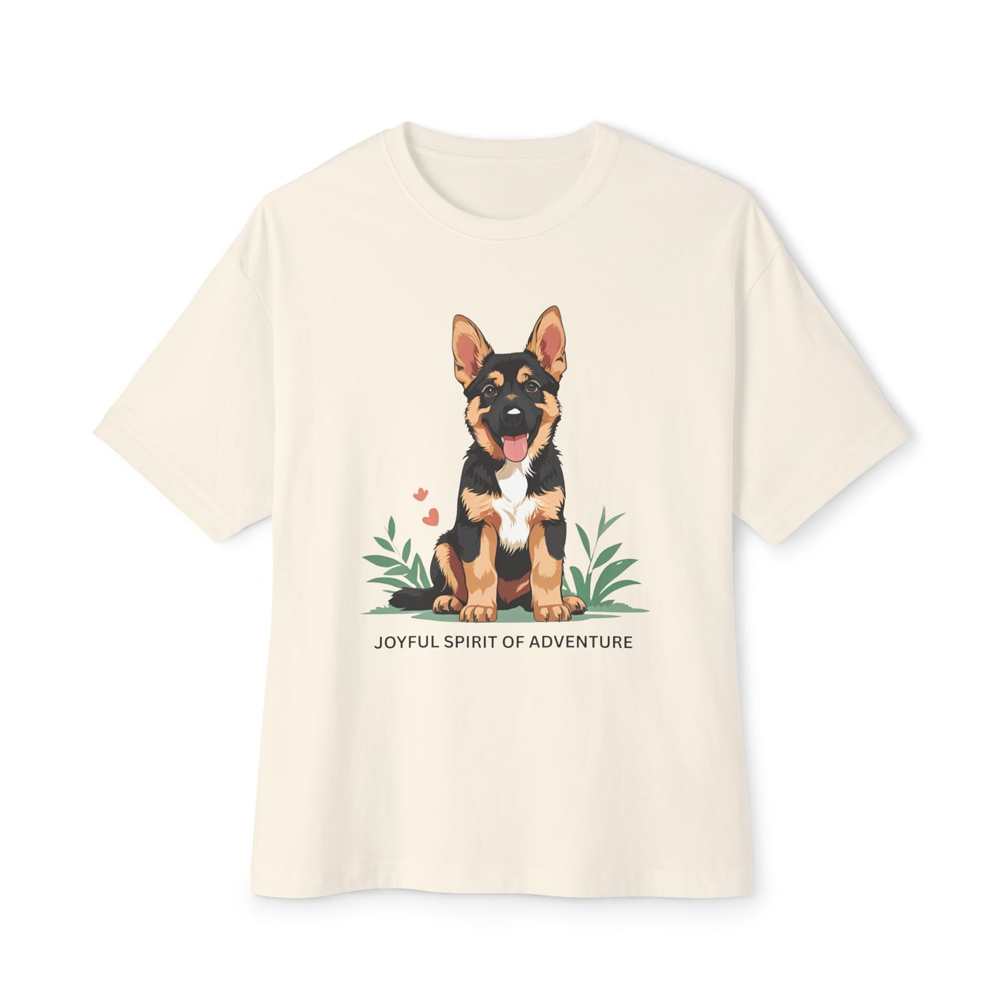 Joyful Spirit of Adventure German Shepherd Puppy Tee | Unisex Oversized Boxy T-Shirt, Pet Lover Gift, Animal Lover Apparel, Gift for Dog Owners