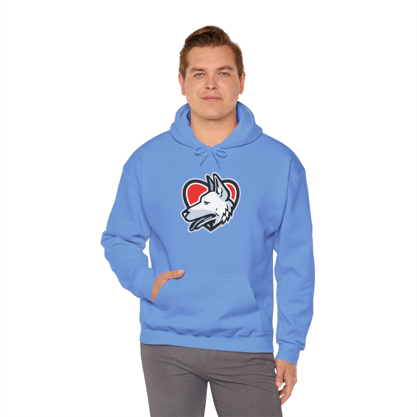 Unisex Dog Lover Hoodie With a Close Up Graphic of German Shepherd Placed Inside Red Heart