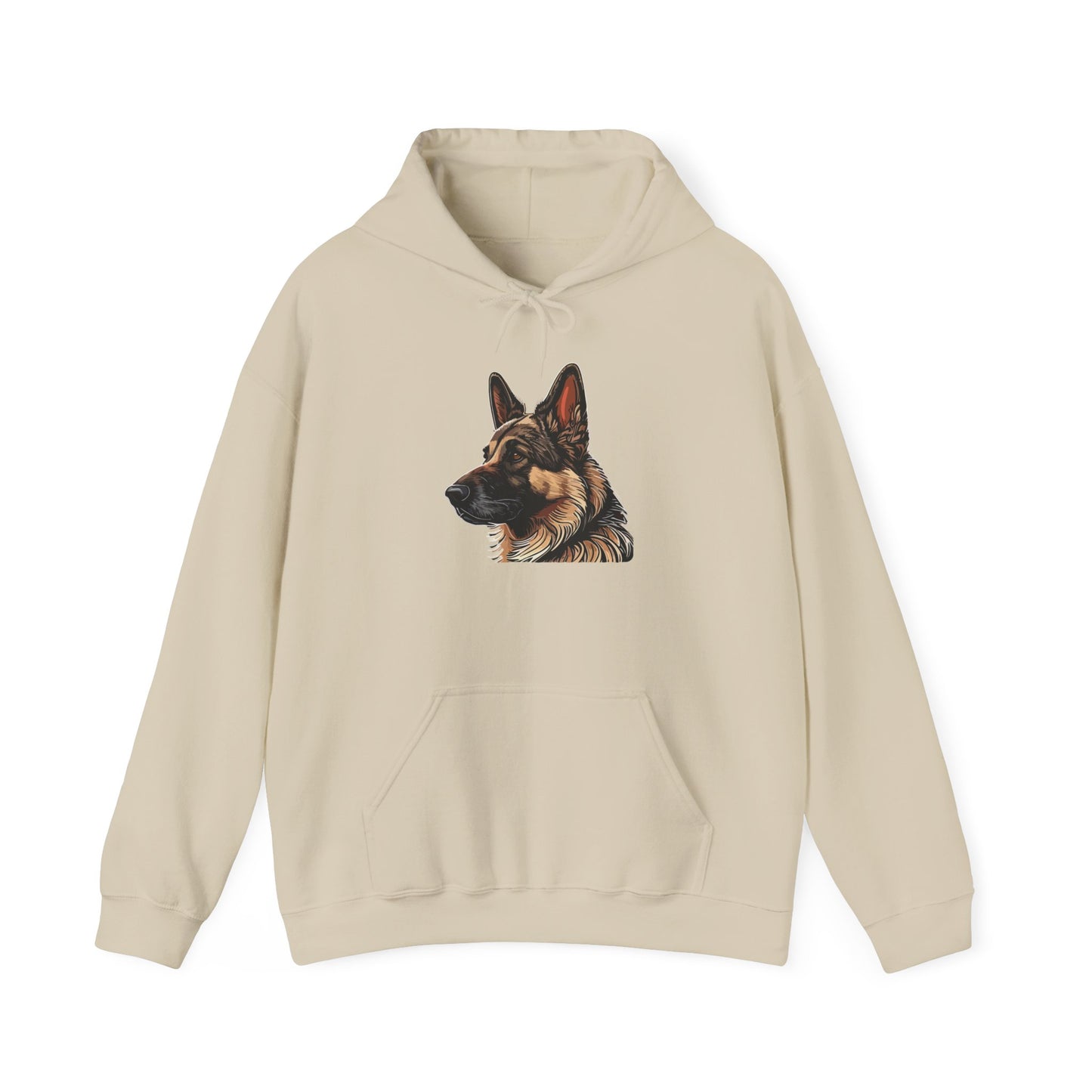 Unisex Dog Lover Hoodie With a Close Up Graphic of Black and Tan German Shepherd