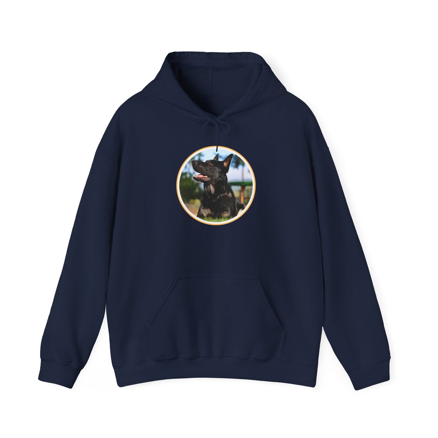 Unisex Dog Lover Hoodie With Bicolor German Shepherd with Intense Expression