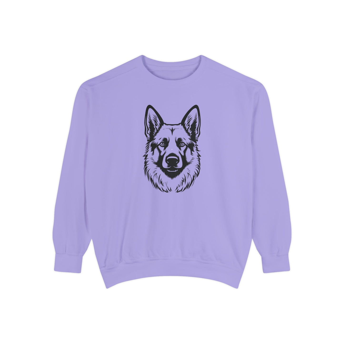 Unisex Dog Lover Sweatshirt With a Close Up Graphic of Black and Transparent German Shepherd